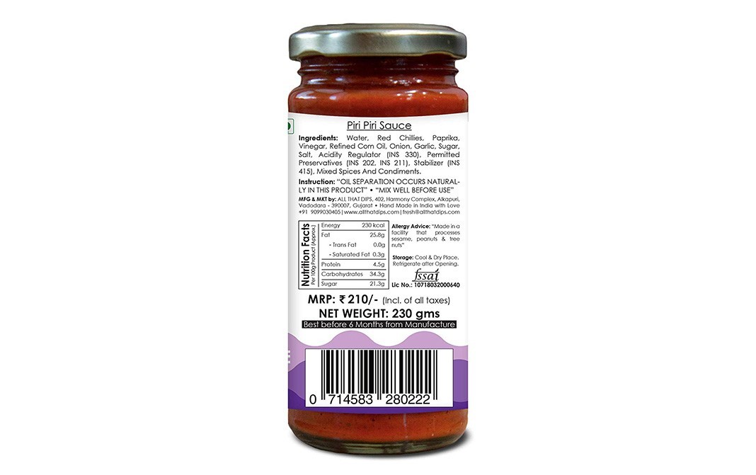 Bechef Piri Piri Sauce - Marinade, Spicy African Safari   Glass Jar  230 grams